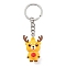 Christmas Themed Iron Keychains, with Silicone Pendants, Deer, 8.5cm, Deer: 36x25x15.5mm