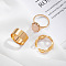 3Pcs Oval/Flat Round Alloy Resin Finger Rings, Golden, Inner Diameter: 15~19mm