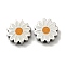 304 Stainless Steel Beads, with Enamel, Daisy, Stainless Steel Color, 9.5x2.5mm, Hole: 1.4mm