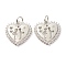 Valentine's Day Theme Brass Micro Pave Clear Cubic Zirconia Pendants, Cadmium Free & Lead Free, Heart with Couple, Platinum, 20x16x2mm, Hole: 3.5mm