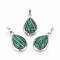Synthetic Malachite Pendants, with Brass Findings, teardrop, Platinum, 26x16~17x8~10mm, Hole: 8x5mm