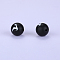 Printed Round with Deer Pattern Silicone Focal Beads, Black, 15x15mm, Hole: 2mm