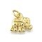 Brass Pendants, Cadmium Free & Nickel Free & Lead Free, Elephant Charms, with Jump Ring, Real 18K Gold Plated, 10.5x12x2.5mm, Hole: 3mm