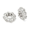 Brass Cubic Zirconia European Beads, Long-Lasting Plated, Large Hole Beads, Platinum, 12x4mm, Hole: 6.5x6mm