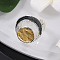 Three Flat Round Zinc Alloy Enamel Stretch Finger Rings, Silver, Goldenrod, Inner Diameter: 18mm
