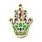 304 Stainless Steel Enamel Pendants, Ion Plating(IP), Hamsa Hand Charms, Real 18K Gold Plated, 20x14.5x1.5mm, Hole: 1.5mm
