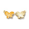 Alloy Enamel Pandants, Lead Free & Cadmium Free, Light Gold, Butterfly Charm, Orange, 18x15x3mm, Hole: 1.6mm