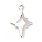 Rack Plating Brass Pendants, Long-Lasting Plated, Star Charm, Platinum, 22x14x1mm, Hole: 1.6mm