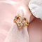 Heart with Flower Hollow Out Brass Finger Rings, Golden & Rose Gold, Letter I, Inner Diameter: 17mm