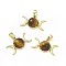 Natural Tiger Eye Pendants, Triple Moon Charms, with Golden Tone Rack Plating Brass Findings, Cadmium Free & Lead Free, 15x26x7mm, Hole: 6.5x4mm