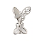 Brass Micro Pave Clear Cubic Zirconia Fold Over Clasps, Cadmium Free & Nickel Free & Lead Free, with Shell, Butterfly, Platinum, 30mm, Hole: 1.2mm
