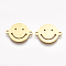 201 Stainless Steel Links connectors, Laser Cut Links, Flat Round with Smiling Face, Golden, 12.5x16.5x1mm, Hole: 1.5mm