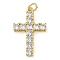 Rack Plating Brass Micro Pave Cubic Zirconia Pendants, Long-Lasting Plated, Lead Free & Cadmium Free, Cross Charms, with Jump Ring, Real 18K Gold Plated, 24.5x15.5x3mm, Hole: 3mm