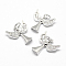 Brass Micro Pave Grade AAA Cubic Zirconia Charms, Angel, Lead Free & Nickel Free & Cadmium Free, Real Platinum Plated, 14x14x2mm, Hole: 3mm