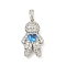 Rack Plating Brass Clear Cubic Zirconia Pendants, Long-Lasting Plated, Cadmium Free & Lead Free, Boy with Heart, Platinum, 22.5x13.5x6mm, Hole: 5x2.5mm
