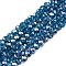 Electroplate Glass Beads Strands, AB Color Plated, Faceted, Rondelle, Teal, 4x3mm, Hole: 0.4mm, about 110~115pcs/strand, 39~40cm
