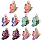 10Pcs 5 Colors Printed Alloy Pendants, Light Gold, Butterfly, Mixed Color, 21.5x16.5x1.5mm, Hole: 2mm, 2pcs/color