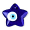 Handmade Lampwork Pendants, Star with Evil Eye, Dark Blue, 38x38x5.5mm, Hole: 3.5mm