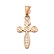 304 Stainless Steel Pendants, with Clear Cubic Zirconia, Cross Charms, Ion Plating(IP), Rose Gold, 25x14.5x2mm, Hole: 3x6.2mm
