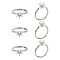 6Pcs Brass Adjustable Ring Findings, Solitaire Ring Setting Prong Ring Settings, Platinum, US Size 7 1/2(17.7mm), Tray: 6.5mm