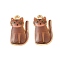 Rack Plating Alloy Pendants, with Enamel, Golden, Cat Charm, Sienna, 20x11.5x2.5mm, Hole: 1.5mm