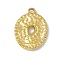 304 Stainless Steel Pendants, Textured, Oval Charm, Real 18K Gold Plated, 21.5x15x2mm, Hole: 2.3mm