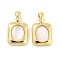 Brass Pave Shell Pendants, Rectangle Charm, Real 18K Gold Plated, 19x11x4mm, Hole: 3x1.5mm