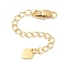 Brass Chain Extender, End Chains, Cadmium Free & Nickel Free & Lead Free, Heart, Real 18K Gold Plated, 69mm