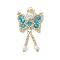 Glass Seed Beaded Butterfly Pendants, with 304 Stainless Steel Jump Rings & Glass Pearl Round Bead, Deep Sky Blue, 41x23x8mm, Hole: 3mm