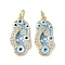 Real 18K Gold Plated Brass Micro Pave Cubic Zirconia Pendants, Cadmium Free & Nickel Free & Lead Free, with Enamel and Jump Ring, Slipper Charms, Light Blue, 21.5x10x3.5mm, Hole: 3.4mm