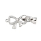 Brass Micro Pave Clear Cubic Zirconia Fold Over Clasps, Cadmium Free & Nickel Free & Lead Free, Bowknot, Platinum, 27mm