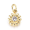 Brass Micro Pave Cubic Zirconia Charms, with Jump Rings, Flower, Clear, Golden, 10x7.5x2.8mm, Jump Rings: 2.5mm