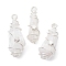 Electroplated Natural Quartz Crystal Dyed Copper Wire Wrapped Pendants, Teardrop Charms with Brass Star, Silver Color Plated, White, 27~37x7~13x6.5~10.5mm, Hole: 3.5mm