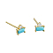 S925 Sterling Silver Rectangle Stud Earrings, with Clear Cubic Zirconia, Golden, 4.5x0.05mm