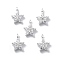925 Sterling Silver Micro Pave Clear Cubic Zirconia Star Charms, with 925 Stamp, Silver, 8x5.5x2.5mm