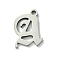 Non-Tarnish 201 Stainless Steel Pendants, Stainless Steel Color, Old Initial Letters Charms, Letter A, 17x12.5.5x1.6mm, Hole: 1.8mm