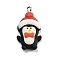 Christmas Theme Opaque Resin Pendants, with Platinum Tone Iron Loops, Penguin, 30.5x17x7.5mm, Hole: 2mm