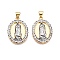 Brass Micro Pave Cubic Zirconia Pendants, Cadmium Free & Lead Free, Oval with Virgin Mary Charms, Real 18K Gold Plated, 25x17.5x4mm, Hole: 3.5~4x5mm