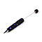 Heart Resin & Polymer Clay Pave Rhinestone Ball-Point Pen, Iron Beadable Pen, for DIY Personalized Pen with Jewelry Beads, Blue, 150~152x15~17mm