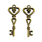 Tibetan Style Alloy Key Pendant Rhinestone Settings, Cadmium Free & Nickel Free & Lead Free, Antique Bronze, 41x14x3mm, Hole: 2mm, Fit for 2mm rhinestone, about 476pcs/1000g