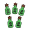Acrylic Pendants, Halloween, Bottle with Skull, Lime Green, 43x19x4mm, Hole: 1.6mm