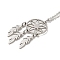 Non-Tarnish 201 Stainless Steel Pendnat Necklace with Cable Chains, Web with Feather, Stainless Steel Color, 19.61~19.65 inch(49.8~49.9cm)