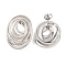 Tarnish Resistant 304 Stainless Steel Stud Earrings, Oval with Multilayer, Stainless Steel Color, 29x22mm