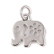 Brass Charms, with Jump Ring, Elephant Charm, Platinum, 10x10x1mm, Hole: 2.5mm
