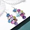 430 Stainless Steel Heart Dangle Earrings, with Iron Earring Hooks, Platinum, Indigo, 76mm