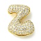 Rack Plating Brass Cubic Zirconia Pendants, Cadmium Free & Lead Free, Long-Lasting Plated, Alphabet, Letter Z, 22x18x9mm, Hole: 4x2mm