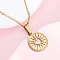 Flat Round with Heart 304 Stainless Steel Pendant Necklaces, Ion Plating(IP), Real 18K Gold Plated, 17.99 inch(45.7cm)