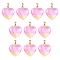 Two Tone Transparent Glass Pendants, with Golden Plated Iron Findings, Heart Charms, Champagne Yellow, 22x20.5x7mm, Hole: 6x2mm