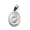 201 Stainless Steel Pendants,  Oval with Virgin Mary, Miraculous Medal, Stainless Steel Color, 21x14.5x2.5mm, Hole: 5.5x8.5mm