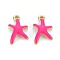 Rack Plating Alloy Pendants, with Enamel, Cadmium Free & Lead Free, Starfish, Light Gold, Deep Pink, 17x11.5x3mm, Hole: 1.8mm